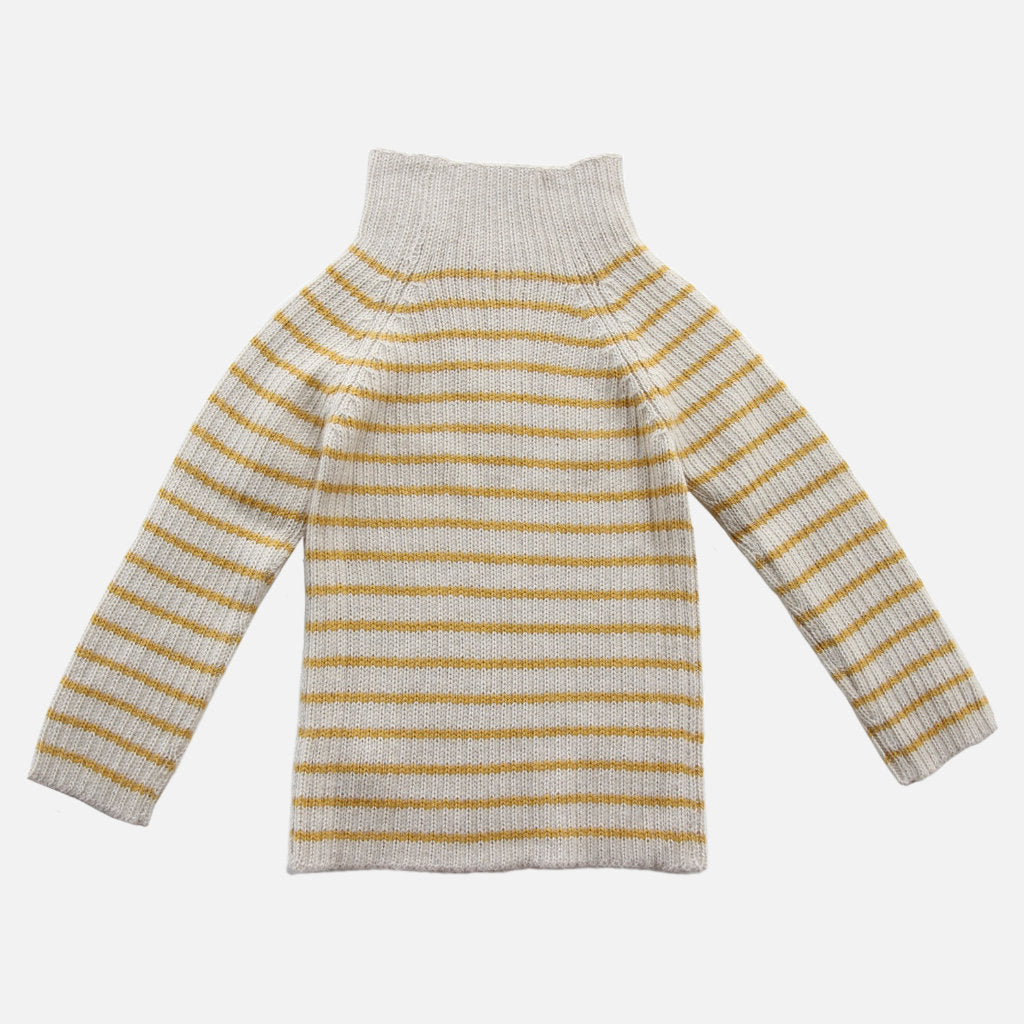 gelb weiß gestreifter Kinderpulli aus Alpaca - Pullover für Kinder bei Gukys