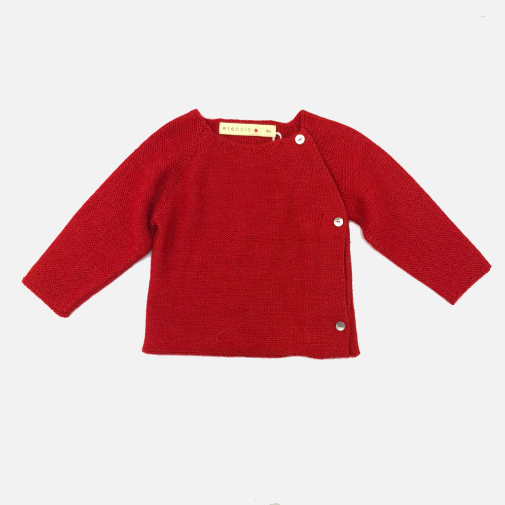 Baby pullover rot mit seitlichen Knöpfen aus Alpaca von Esencia bei gukys.com 