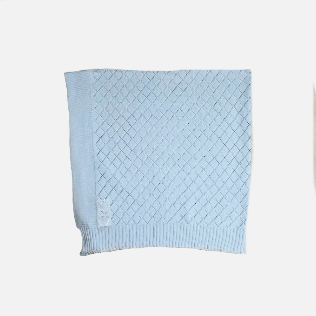 hellblaue Strickdecke für Babys und Kinder - leichte Decken für den Sommer - Wedoble