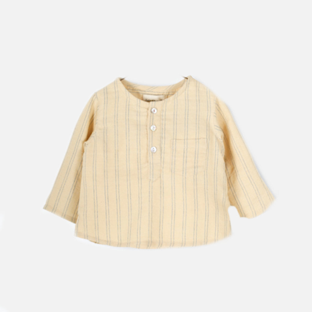 Baby Tunica Shirt langarm in beige mit feinen dunkelblauen Streifen , aus Baumwolle , Arsene et les pipelettes auf Gukys.com